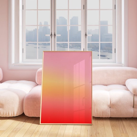 Pink Orange Aura Gradient Spiritual Wall Art, Unframed Paper Print Size 8x12