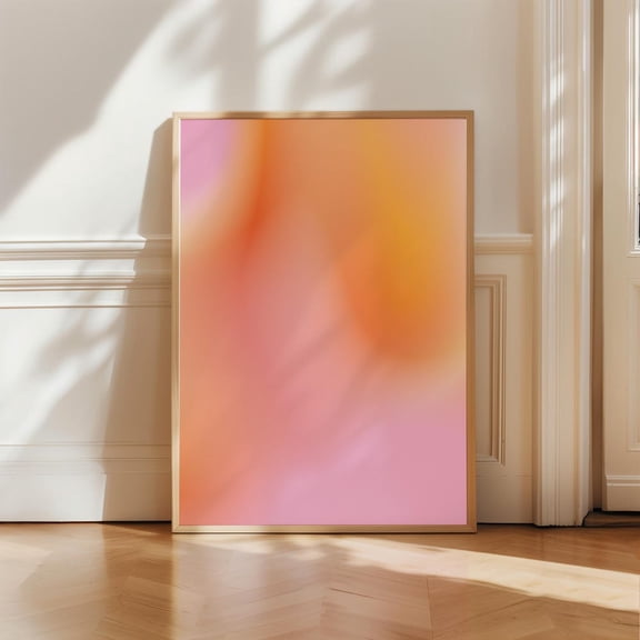 Pink Orange Aura Trendy Gradient Wall Art Abstract Landscape Hd Poster Minimalist Modern Style