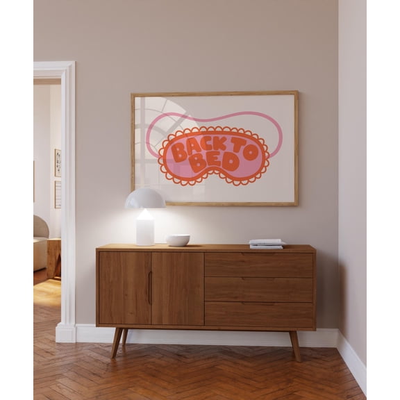 Pink & Orange Above Bed Horizontal Print Back To Bed Poster, Teen Girl Bedroom Wall Art Trendy Sleep Poster, Let'S Stay In Bed Printable Art Wall Art, Modern Wall Decor, 8x12 UNFRAMED