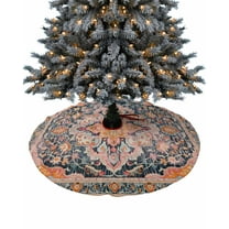 Pink Orange Blue Christmas Tree Skirt 36 Inches Large Christmas Skirt Tree, Ethnic Middle Century Geometric Art Tree Skirt Christmas Decorations for Fireplace Party Holidays Indoor Outdoor