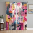 thumbnail image 1 of Pink Orange Blue Sheer Curtains 72 Inch Length 2 Panels Set, Modern Contemporary Oil Painting Voile Window Treatment Rod Pocket Curtains Sheers Drapes for Bedroom/Living Room/Kitchen 52"x72"x2, 1 of 7