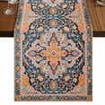 thumbnail image 1 of Pink Orange Blue Short Table Runner 60 Inches Long,Ethnic Middle Century Geometric Art Cotton Linen Table Runners Dresser Scarves,Tabletop Scarf Furniture Cover for Home Dinner Party Decor 13"x60", 1 of 8