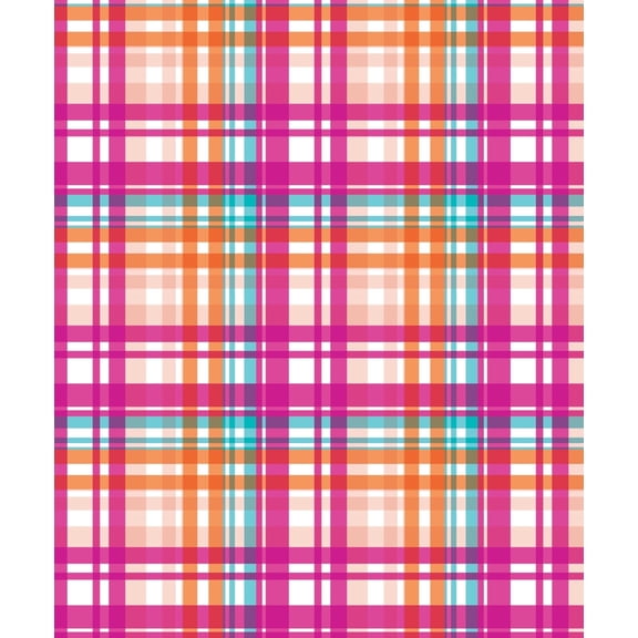TNCT Pink, Orange, Blue & White Plaid Pattern Edible Image Chocolate Transfer Sheet, Multicolor