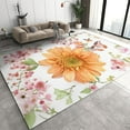 thumbnail image 1 of Pink Orange Flowers Area Rug, Beautiful Luxurious Cherry Blossom Large Area Rugs, Machine Washable Breathable Durable Carpet For Living Room Bedroom Dining Room Office 5x7ft, 1 of 6