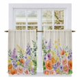 thumbnail image 1 of Pink Orange Flowers Kitchen Curtains 45 Inch Length, Spring Floral Farmhouse Botanical Rustic Tiers Curtains for Bathroom Bedroom Cafe, Light Filtering Window Treatment Drapes 2 Panels 42"Wx45"L, 1 of 8