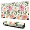 thumbnail image 1 of Pink Orange Flowers Mouse Pads Pad Mouse Waterproof No Slip for Office Home Work Gaming Desktop Tables Mousepad Rubber Base Mousepad with Stitched Edges 35.4x15.7inches, 1 of 7