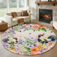 thumbnail image 1 of Pink Orange Flowers Round Rug 6ft Washable Circle Kitchen Rugs Non Slip Spring Floral Rooster Farmhouse Large Area Rug Indoor Floor Carpet for Bedroom Living Room Home Office Dining Room Nursery, 1 of 8