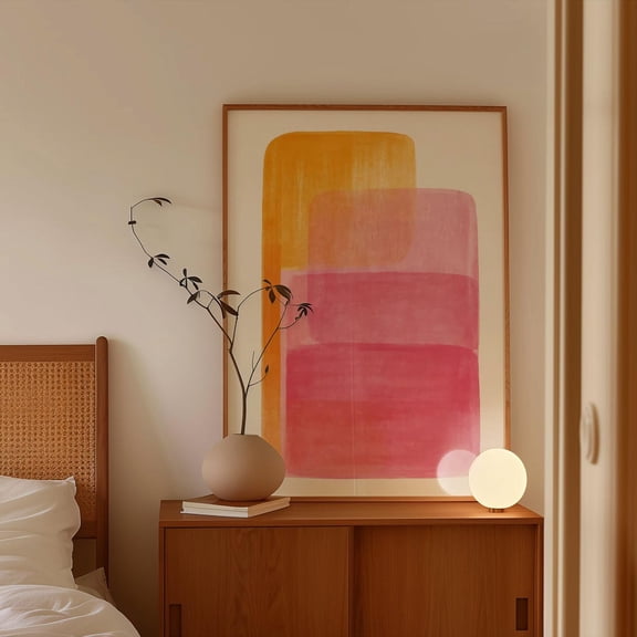 Pink Orange Geometric Color Block Home Decor Wall Art
