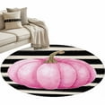 thumbnail image 1 of Pink Orange Pumpkin Fall 3ft Area Rug, Thanksgiving Autumn Black Striped Washable Non-Slip Small Round Rugs for Entryway Bedroom Kitchen, Soft Circle Carpet for Dining Room, Playroom Nursery Rug, 1 of 9