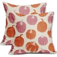 thumbnail image 1 of Pink Orange Pumpkin Fall Pillow Covers 16x16 Set of 2 Autumn Harvest Print Thanksgiving Decorative Throw Pillows Outdoor Farmhouse Cushion Case Seasonal Decor for Couch Sofa Bed, 1 of 6