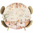 thumbnail image 1 of Pink Orange Pumpkins Fall Round Tablecloth, Fitted Table Cover with Elastic for 55"-60" Round Tables, Thanksgiving Leaves Floral Autumn Table Cloth Outdoor Indoor Dinning Party Waterproof Tablecloths, 1 of 7