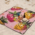 thumbnail image 1 of Pink Orange Strawberry Beach Blanket Outdoor Picnic Mat Sandproof Waterproof Foldable for Camping Travel Hiking, 1 of 6