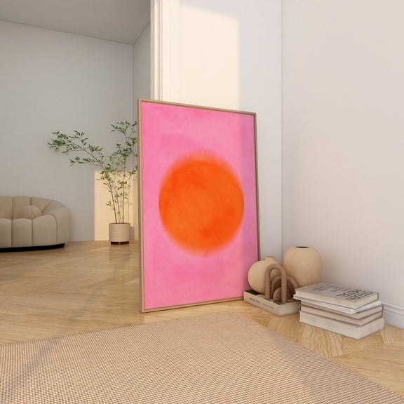 Pink Orange Sunset Paint Texture Color Trendy Wall Art Trendy Apartment Hot Pink Abstract Art Y2K Modern Decor