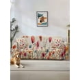 thumbnail image 1 of Pink Orange Teal Spring Floral Couch Cover for 2 Cushion Sofa, Watercolor Botanical Summer Flowers Washable Loveseat Sofa Covers Slipcover for Sectional Sofas L-Shaped, Couch Throw Cover 71"x118", 1 of 9