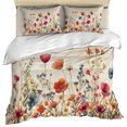 thumbnail image 1 of Pink Orange Teal Spring Floral Duvet Cover Set,Watercolor Botanical Summer Flowers Soft Duvet Cover Twin Size Bedding Set 4Pcs,1 Quiltcover and 2 Pillowcases with Zipper,1 Bed Sheet for All Seasons, 1 of 9