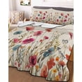 thumbnail image 1 of Pink Orange Teal Spring Floral Full Size Down Alternative Comforter,Lightweight Comforter Quilt Bedding Set with Pillow Shams Watercolor Botanical Summer Flowers Bed Comforter Duvet Insert 78"x90", 1 of 7