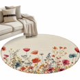 thumbnail image 1 of Pink Orange Teal Spring Floral Round Area Rug 4 FT, Non Slip Indoor Outdoor Rug, Watercolor Botanical Summer Flowers Washable Soft Circular Carpet Floor Mat for Coffee Table Nursery Foyer Balcony, 1 of 9