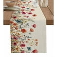 thumbnail image 1 of Pink Orange Teal Spring Floral Table Runner Watercolor Botanical Summer Flowers Tablerunners 13 x 60 Inch, Table Decorations Tabletop Scarf for Summer Gathering Holiday Farmhouse Kitchen Dining Decor, 1 of 6