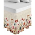 thumbnail image 1 of Pink Orange Teal Spring Floral Wrap Around Bed Skirts for King Bed 16" Drop,Bed Skirt with Adjustable Elastic Belt Dust Ruffle Bed Valance Watercolor Botanical Summer Flowers Bed Frame Cover, 1 of 7