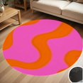 thumbnail image 1 of Pink Orange Wavy Abstract Art Round Carpet Living Room Bedroom Home Decoration Coffee Table Mat Lounge Rug Chair Mats, 1 of 5