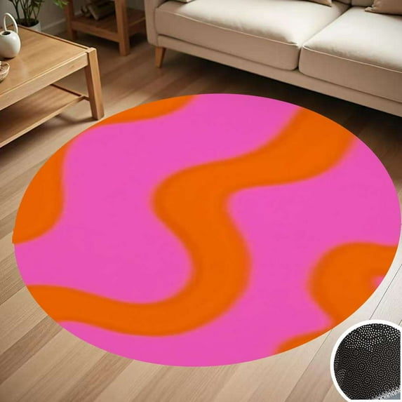 Pink Orange Wavy Abstract Art Round Carpet Living Room Bedroom Home Decoration Coffee Table Mat Lounge Rug Chair Mats