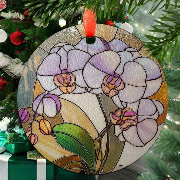 Pink Orchid Flower Ornament Suncatcher, Orchid Flower Window Hanging, Floral Wall Art Hanger, Garden Lover Gift, Indoor Decor, 2025, Holiday 2025, Holiday Decoration, Seasonal