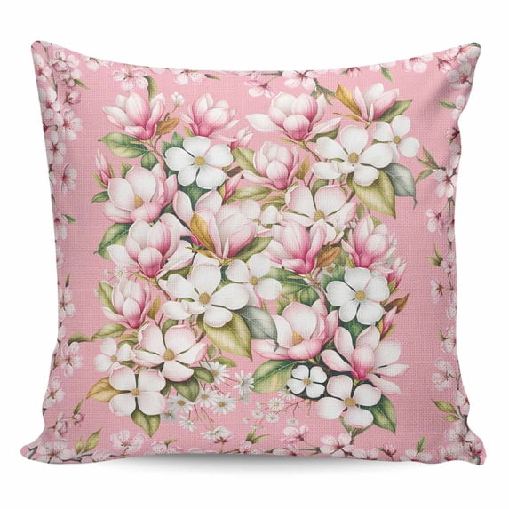 Pink Orchid Flowers Pillow Covers 20x20 Inch Decorative Throw Pillow Cover, Vintage Floral Leaves Plants Spring Sofa Pillowcases Accent Cushion Case Home Decor Bedroom Living Room
