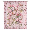 thumbnail image 1 of Pink Orchid Sheer Curtains 45 Inches Long, Spring Floral Flowers Leaves Botanical Light Filering Curtains, Breathable Simi Curtain Privacy Drapes for Kitchen Bathroom Small Window Treatment, 1 of 9