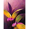 thumbnail image 1 of Pink Orchid Vibrant Mauve Flowers Painting Large Wall Art Poster Print Thick Paper 18X24 Inch, 1 of 4