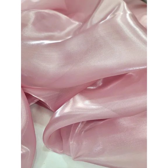 Pink Organza Fabric By The Yard Crystal Sheer Organdy Shimmer Silky Smooth