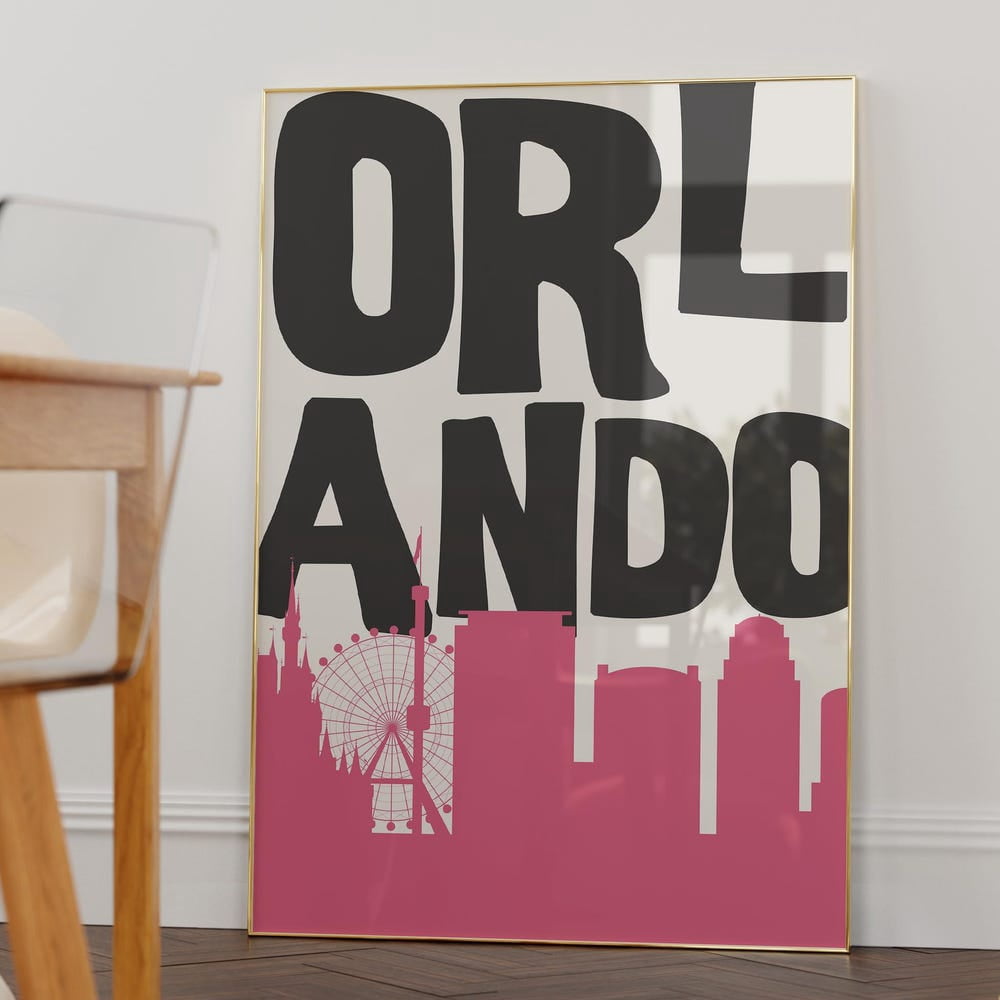 Print Rolnondo Pink Orlando Art Print Orlando Skyline Poster Florida Wall Art Dopamine ...