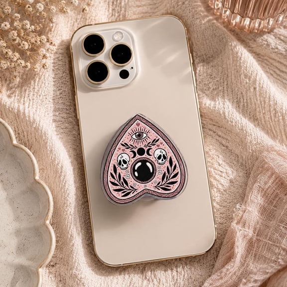 Pink Ouija Planchette Soft Goth Phone Holder Phone Grip: Witchy Tarot Occult Aesthetic Magnetic Phone Holder, Dark Coquette Mystical Gift