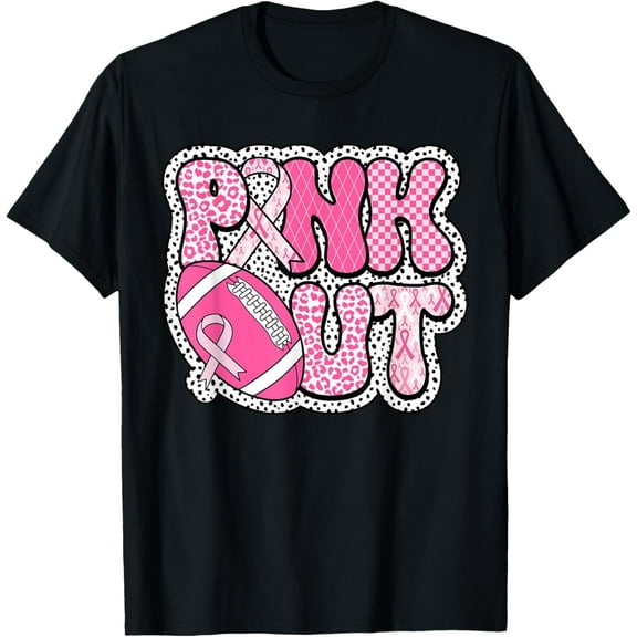 Pink Out American Football Game Day Breast Cancer Awareness T-Shirt