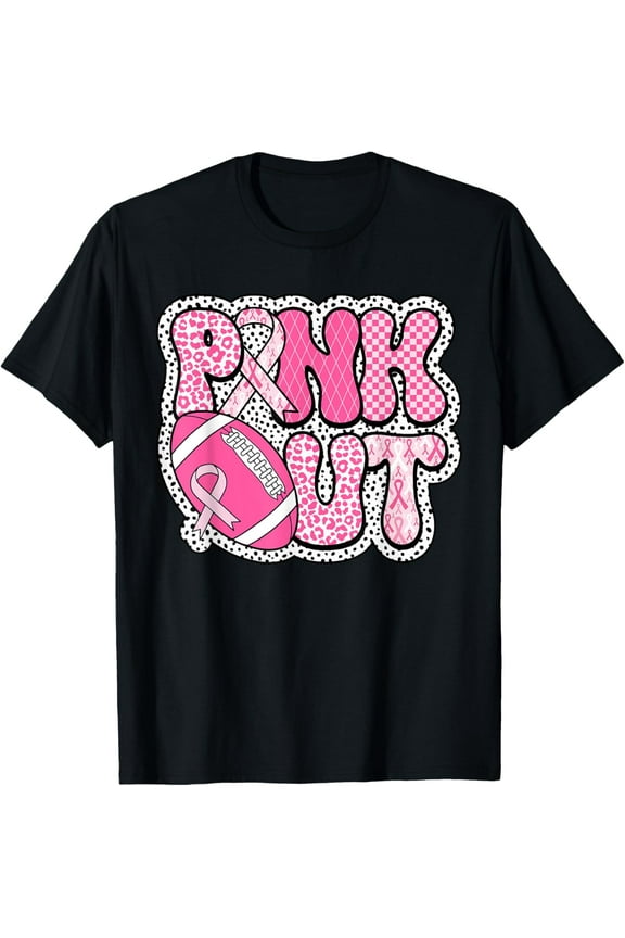 Pink Out American Football Game Day Breast Cancer Awareness T-Shirt