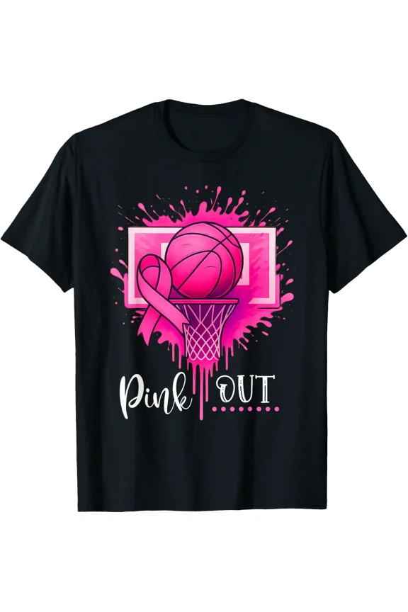 Pink Out Basketball Breast Cancer Awareness T-Shirt