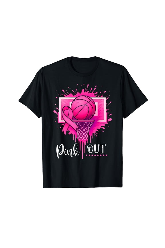 Pink Out Basketball Breast Cancer Awareness T-Shirt