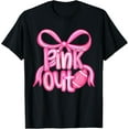 thumbnail image 1 of Pink Out Football Bow Preppy Breast Cancer Awareness Women T-Shirt, 1 of 6
