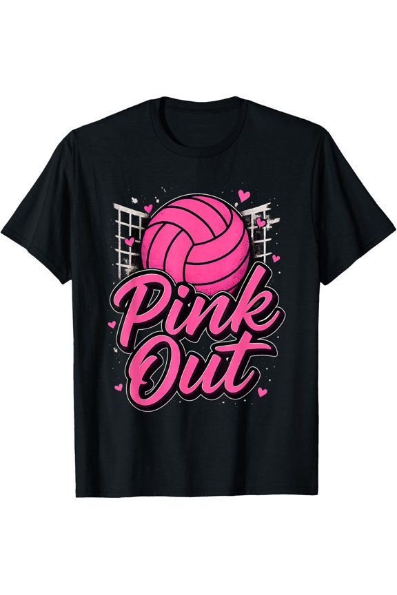 Pink Out Volleyball Breast Cancer Awareness Girl Tee