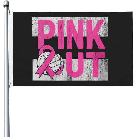 Pink Out Volleyball Flag For Room Guys Double Sided Vintage Flags For Party 3x5 Ft, Pink Out Volleyball Tapestry For Bedroom