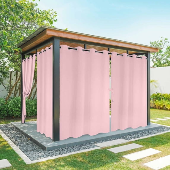 Pink Outdoor Curtains for Patio Waterproof, Windproof Privacy Curtains with Weighted Bottom, Farmhouse Pink Decor Outside Drapes for Picnic Garage Backyard Cabana 54"x108" 2 Panel