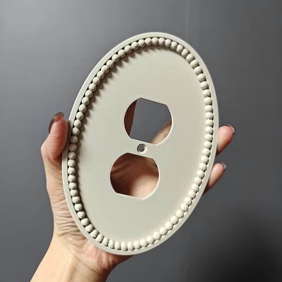 Pink Oval Pearl Outlet Cover Panel - Decorative Screw-Mountable Double-Layer Design for Home Plates, Perfect for Switches and Ceiling/Fan Controls