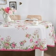 thumbnail image 1 of Pink Oval Tablecloth, Floral Oval Tablecloth, Pink Flowers Print Table Cloth, Spring Summer Waterproof Wrinkle Free Tablecloth for Oval Tables 60 X 84 Inch, 1 of 6