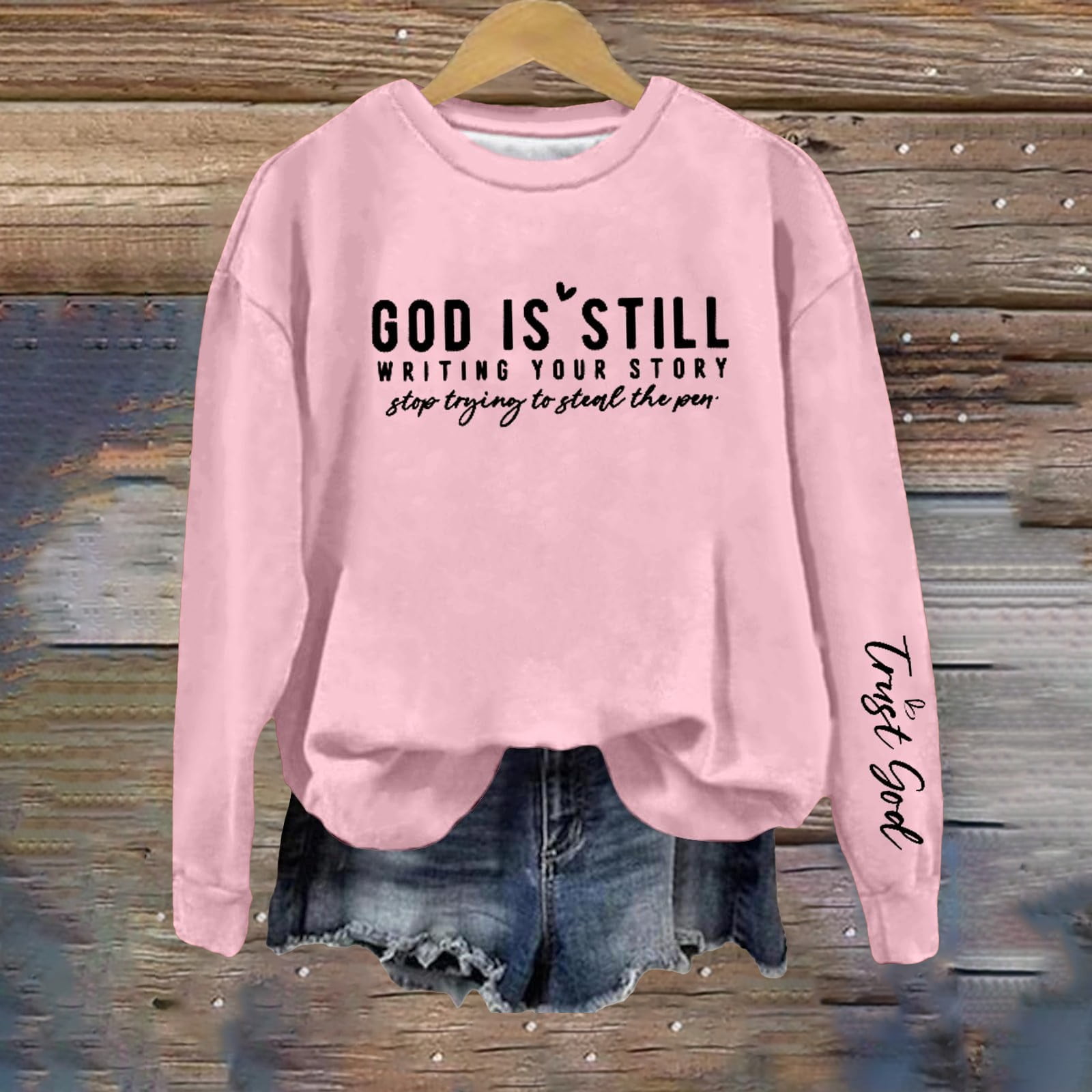 Funny Women's T-Shirt - "God Is Still Writing Your Story Stop Trying To Steal The Pen" Crewneck Short Sleeve 2 thumbnail image