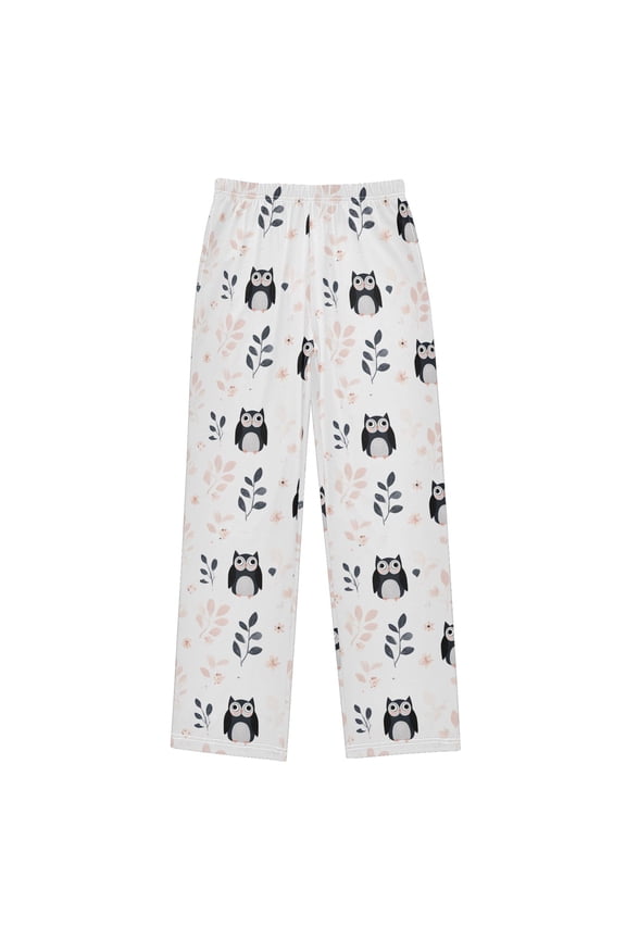 Pink Owl Pattern Pajama Pants Soft Lightweight Lounge Pants Bottoms Sleep Pants Warm Comfy