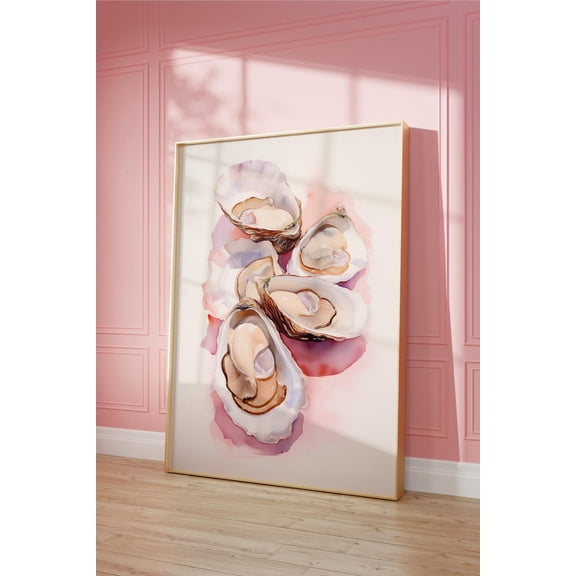 Pink Oyster Shell Wall Art, Beach House Decor Home Decor #2399, Unframed Poster Size 16x24