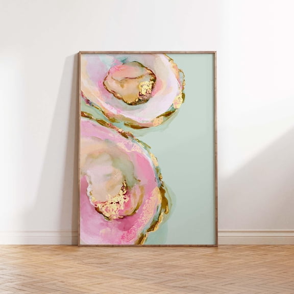 Pink Oyster Shell Wall Art Print, Abstract Coastal Sea Shell, Coastal Beach Decor, Beach House Pastel Wall Art, Summer Poster Home Decor #867, Unframed Poster Size 12x18
