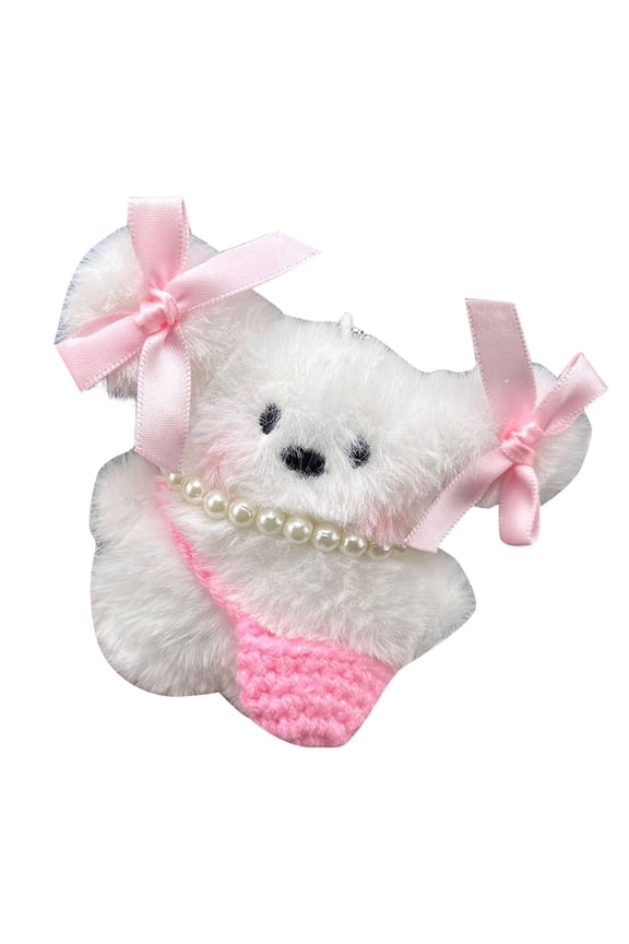 Pink PP Cotton Long Ear Rabbit Keychain, Cute Stuffed Animal Keyring for Girls, Soft Plush with Secure Metal Ring