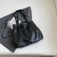 thumbnail image 1 of Pink PU High Capacity Tote Bag 2023 New Ladies Soft Leather Smooth Zipper Shoulder Bags Simple Versatile Commuter Class Handbag (black,(30cm, 1 of 6