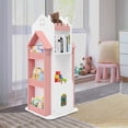 thumbnail image 1 of 3 Tier Rotating Castle Bookshelf,360° Spinning Creative Castle Bookcase,Floor Standing Book Storage Organizer for Children's Room (Pink), 1 of 10