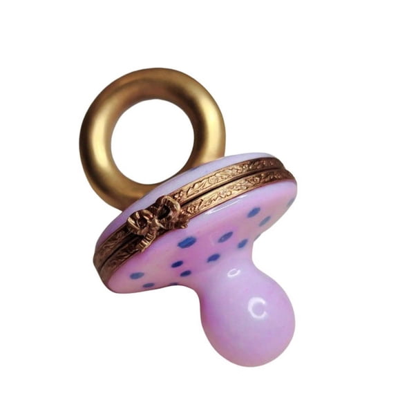 Rare Pink Pacifier Baby Retired Limoges Box Figurine Limoges Box Porcelain Figurine